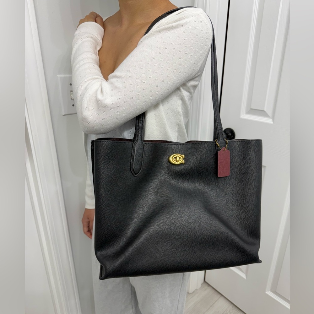 Coach Black Leather Tote Bag